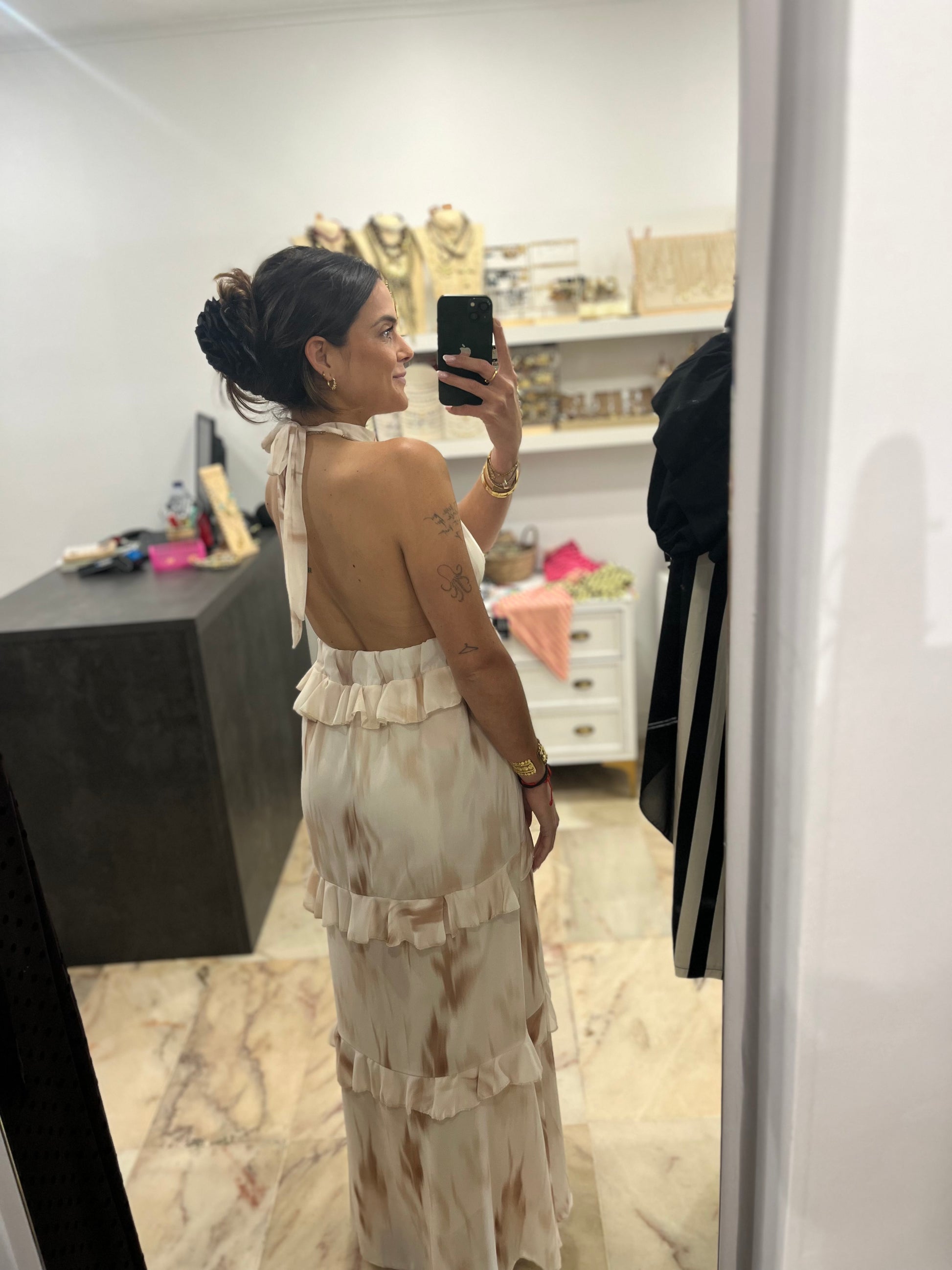 VESTIDO GASA VOLANTES
