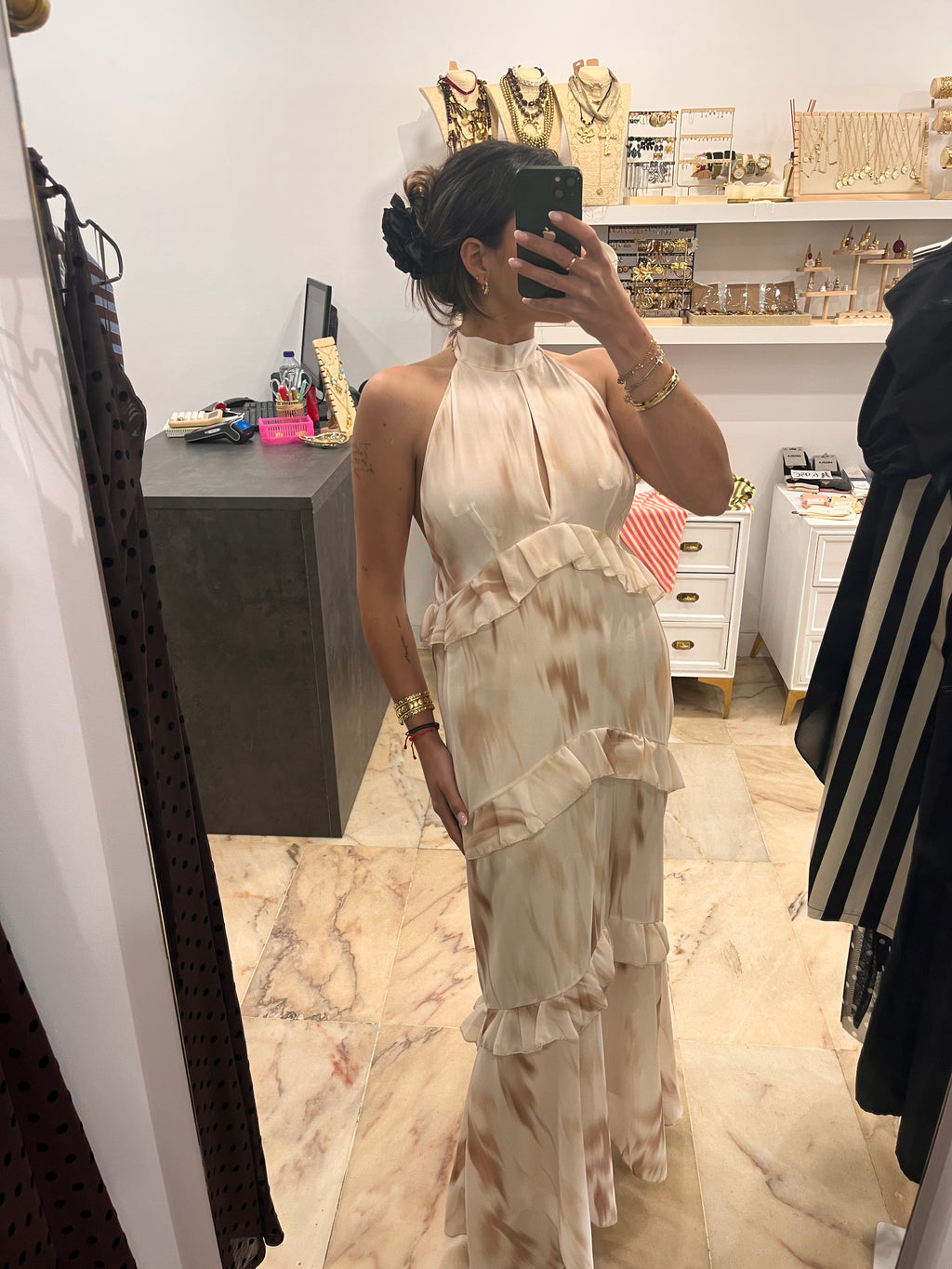 VESTIDO GASA VOLANTES