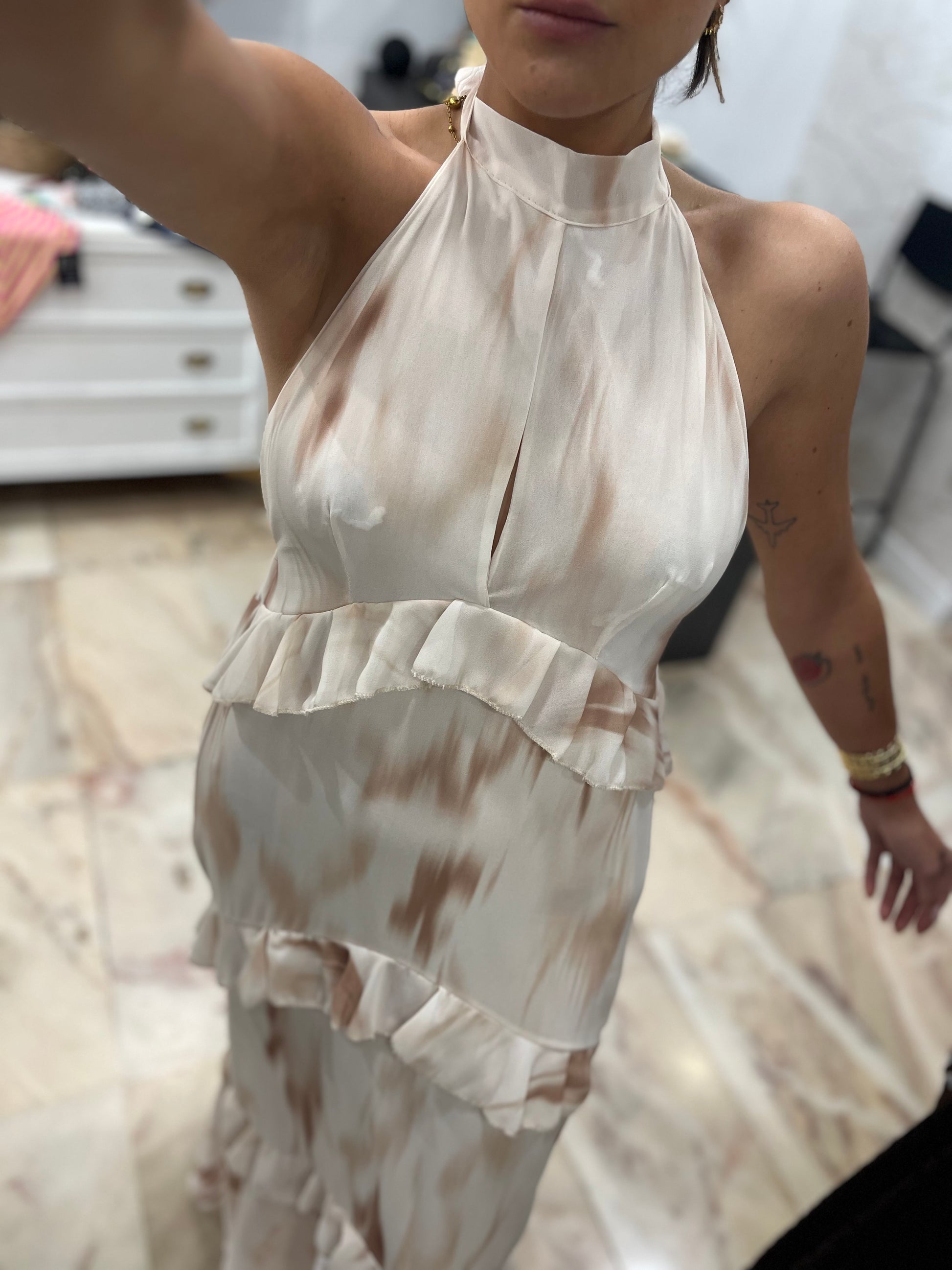 VESTIDO GASA VOLANTES